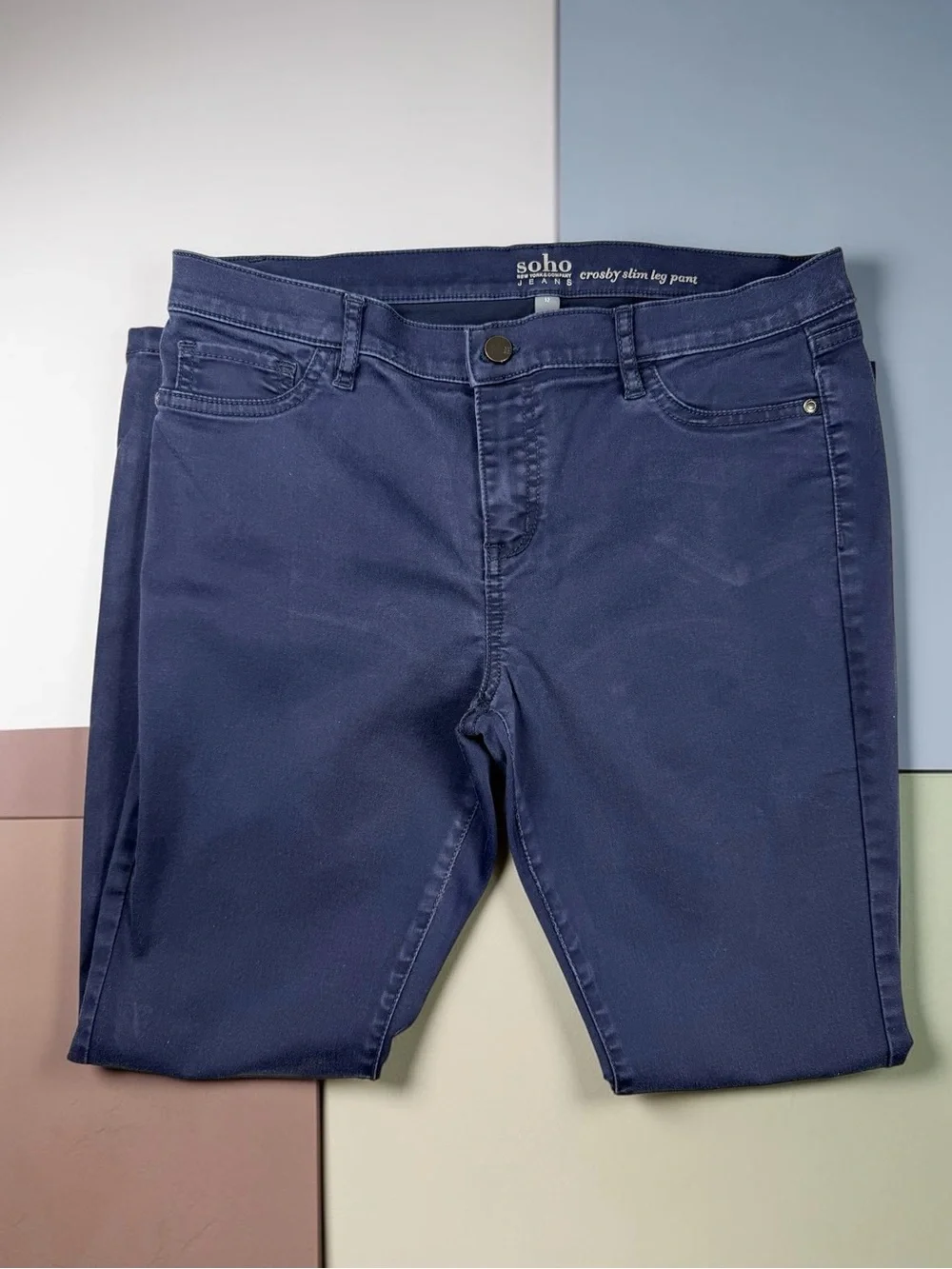 SOHO New York & Company Jeans Crosby Slim Leg Pant Womens Size 12 Navy Blue